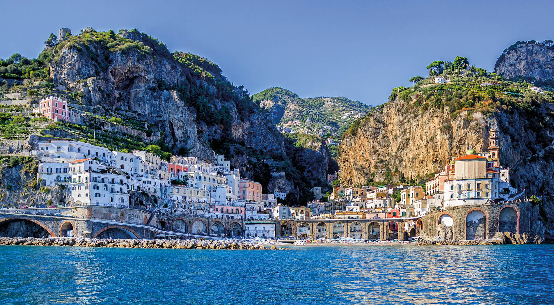 View of Salerno, Italy, from a pleasure boat.
