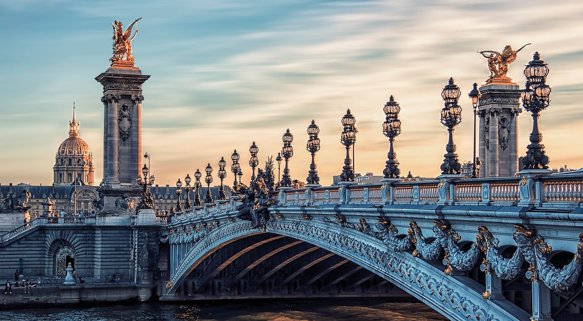 Bridge Alexandre III and Hotel des Invalides in Paris