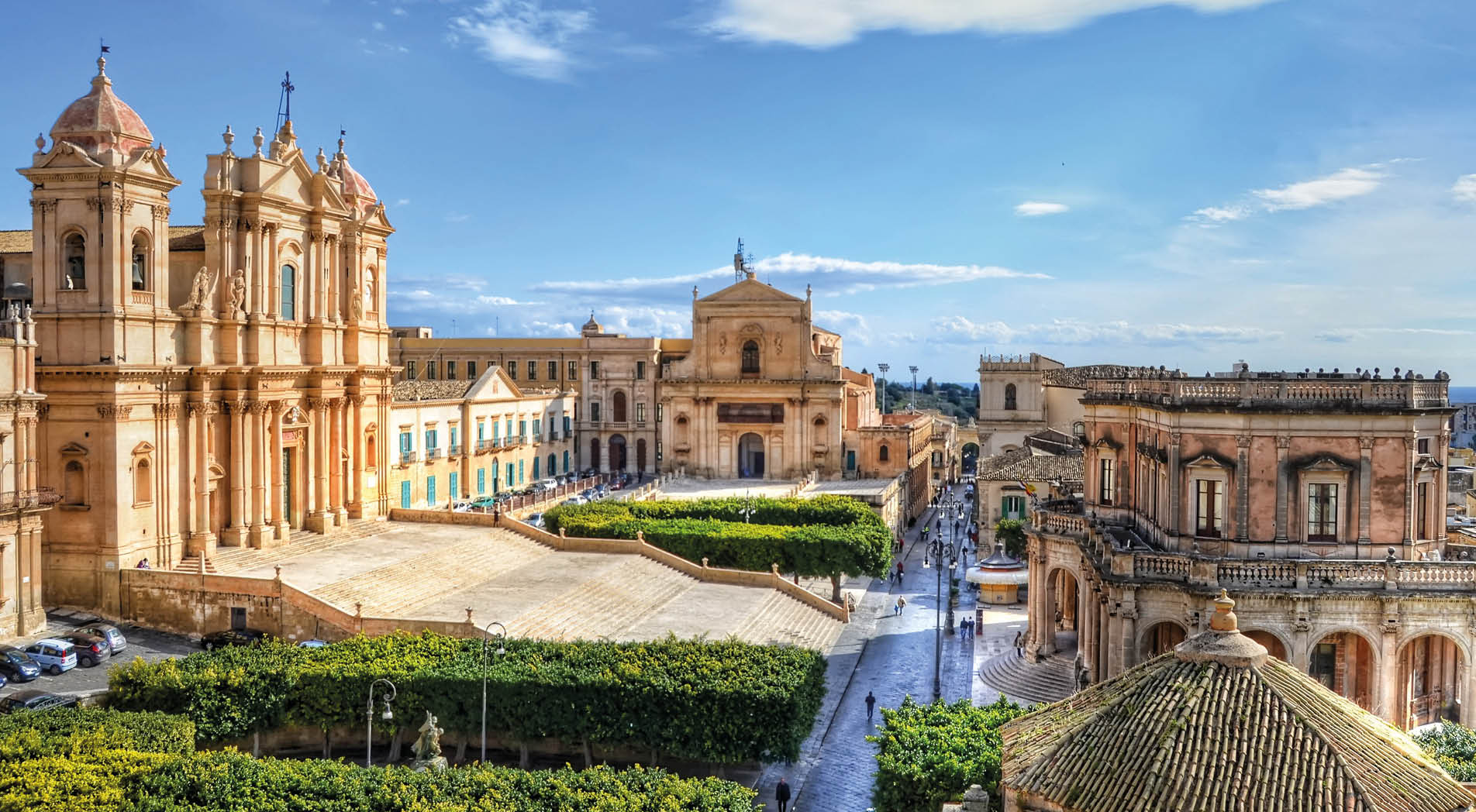 View on the main square of the old city of Noto, Sicily