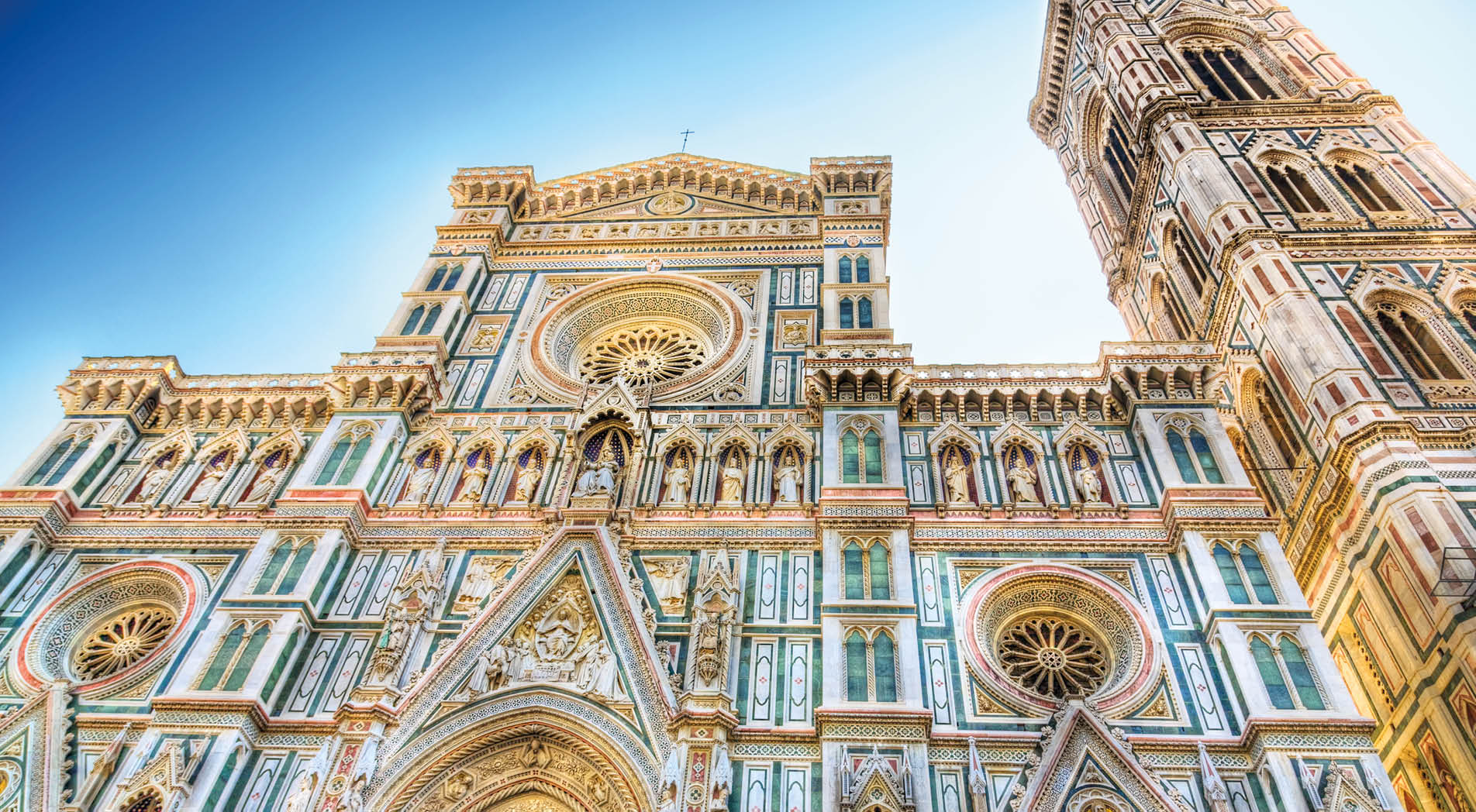 Duomo cathedral in Florence Italy front view. Draw stylized photo (HDR).