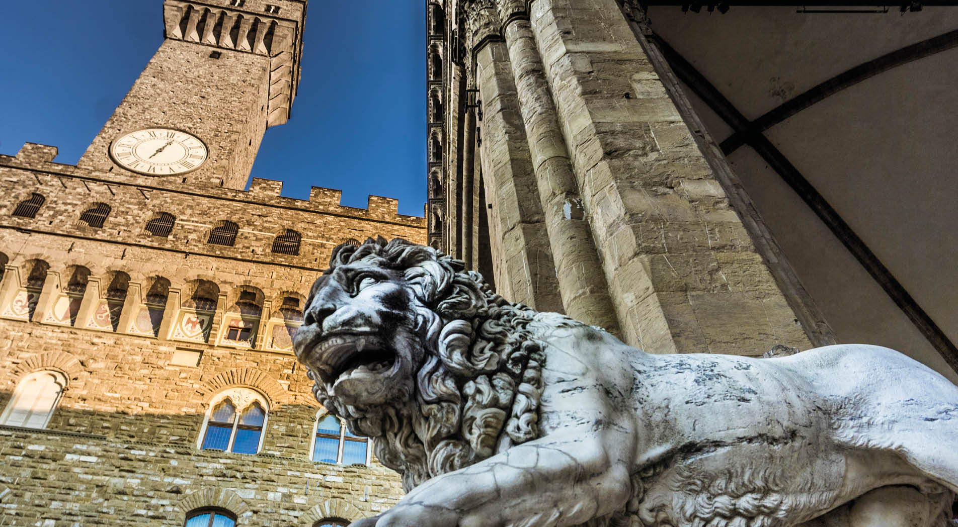 The lion, symbol of Florence from Loggia dei Lanzi in Piazza della Signoria