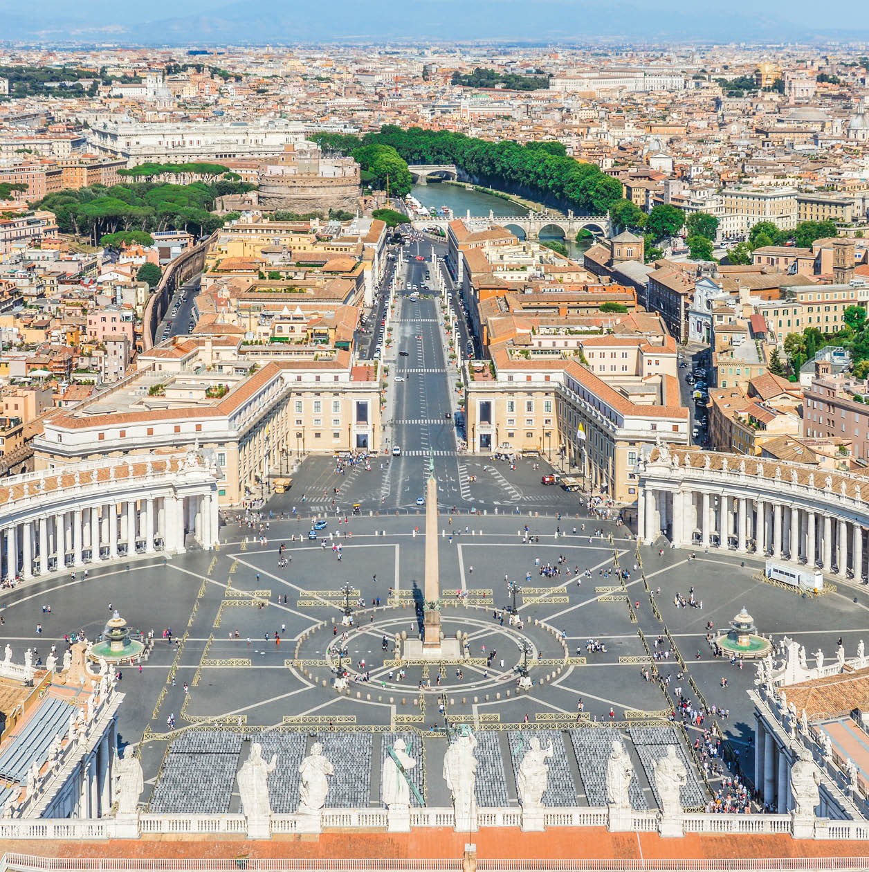Aerial view of St. Peters Square in The Vatican