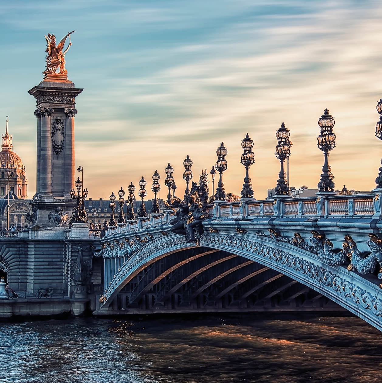 Bridge Alexandre III and Hotel des Invalides in Paris