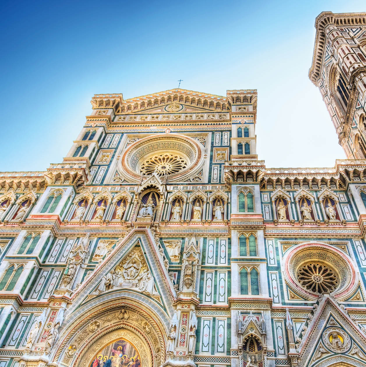 Duomo cathedral in Florence Italy front view. Draw stylized photo (HDR).