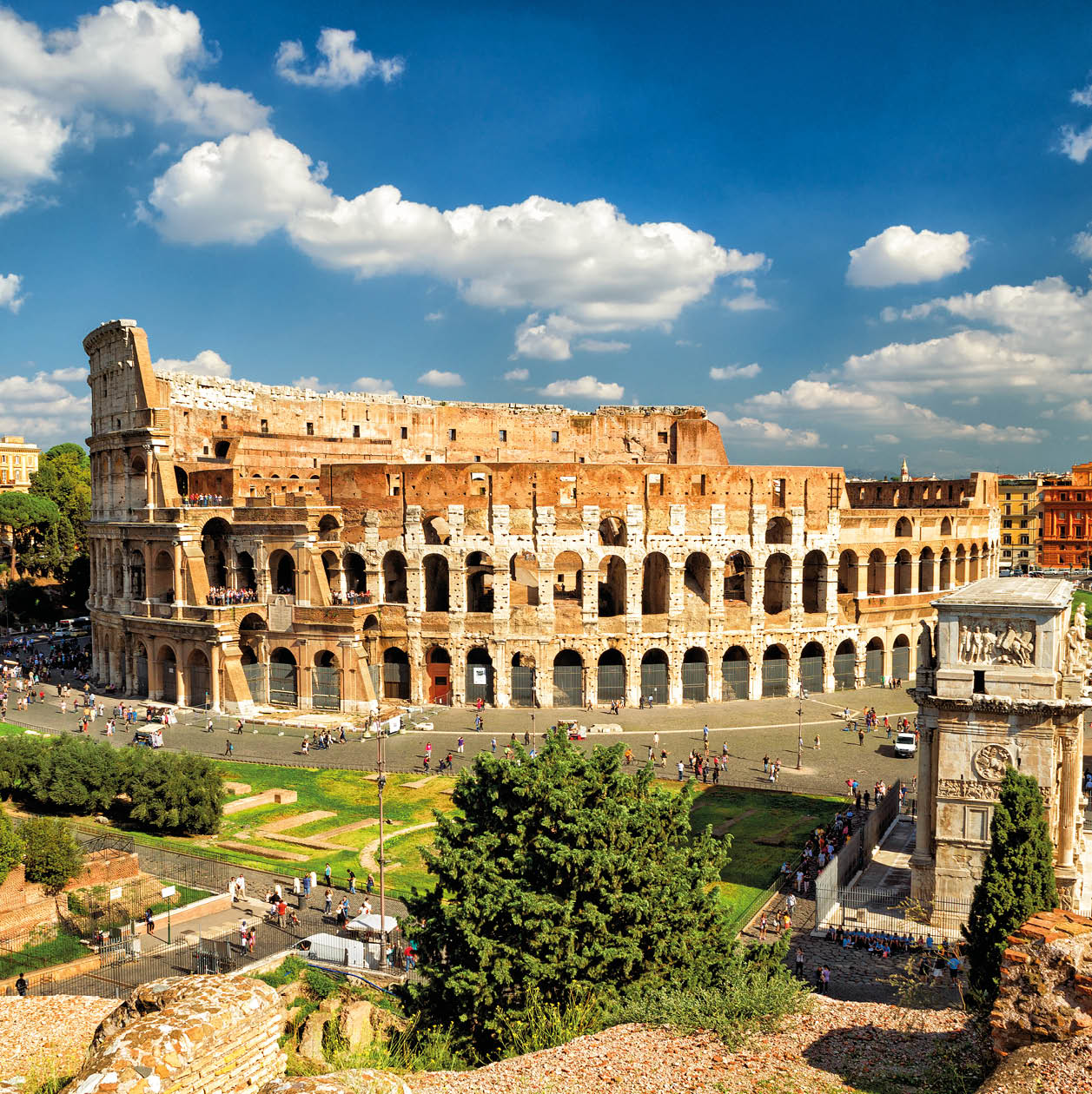 Panoramic view the Colosseum (Coliseum) in Rome, Italy
