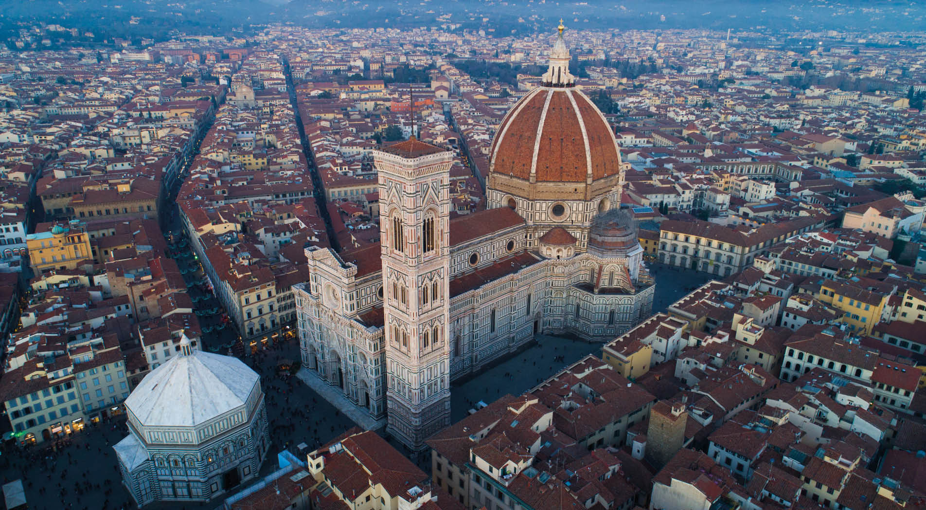 Florence (Italy) - Skyline at Sunset - Aerial Cityscape