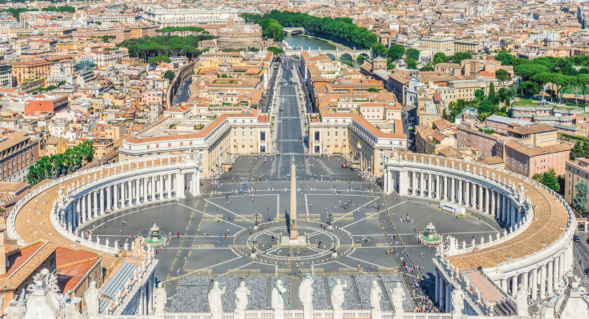 Aerial view of St. Peters Square in The Vatican