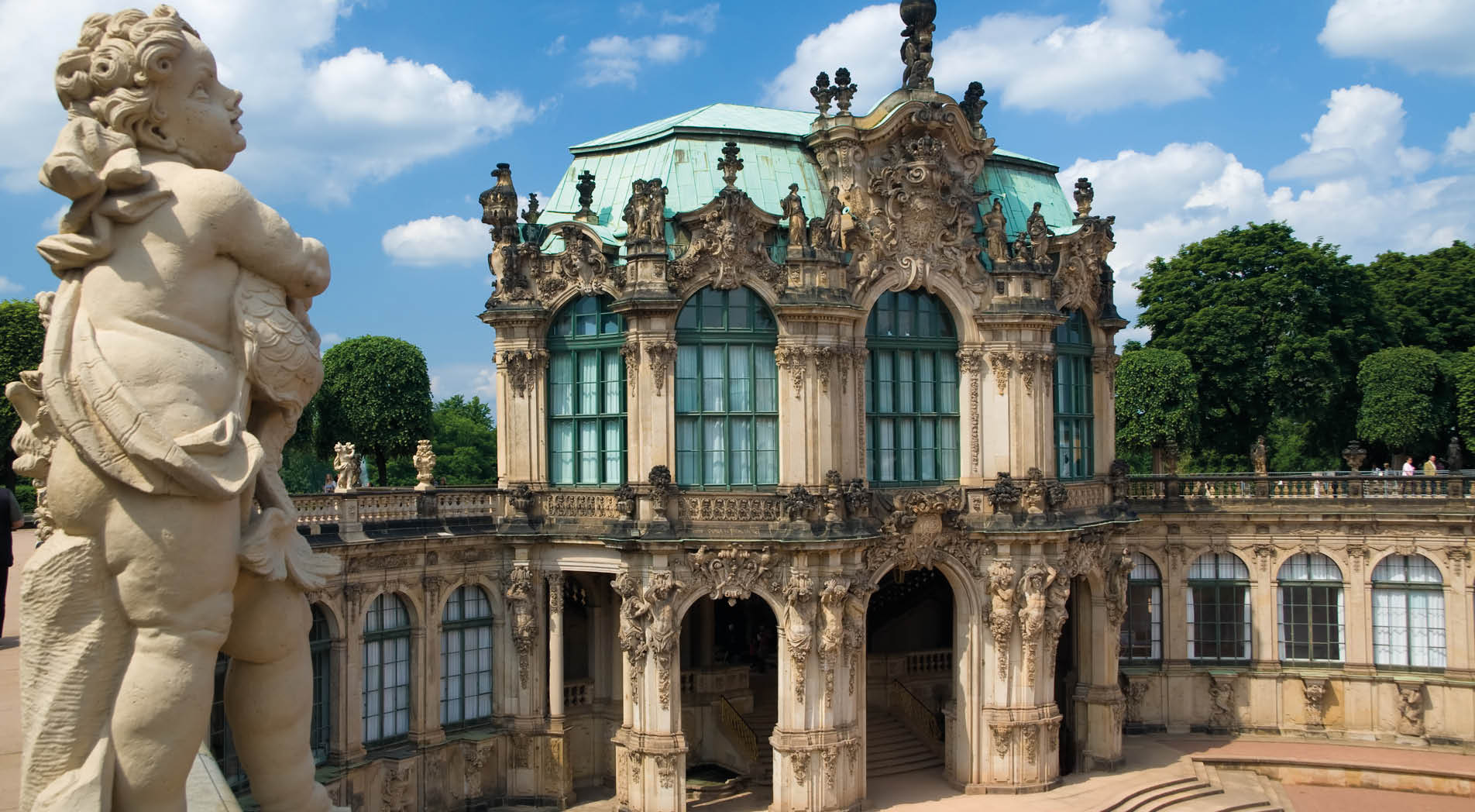 One of the statue above the Zwinger Museum in Dresden, Germany