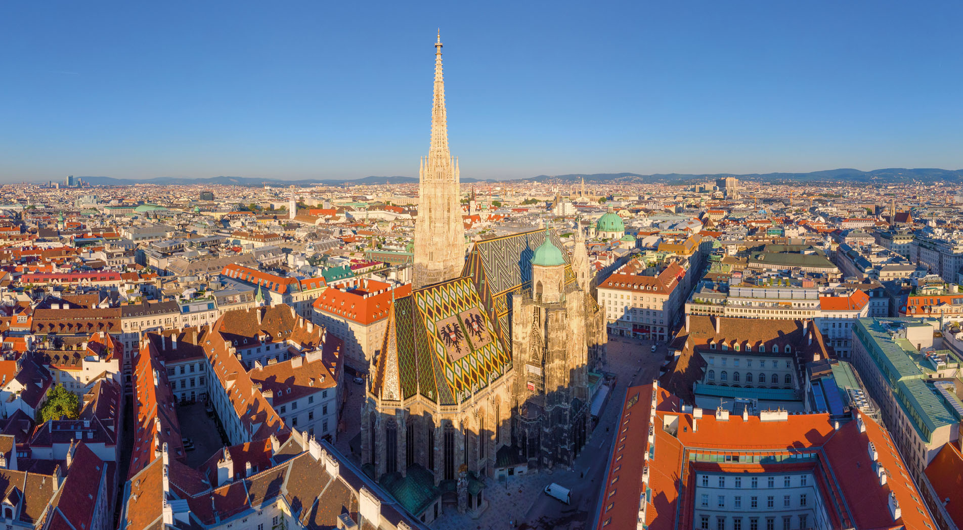 Aerial view Of Vienna with St. Stephen's Cathedral