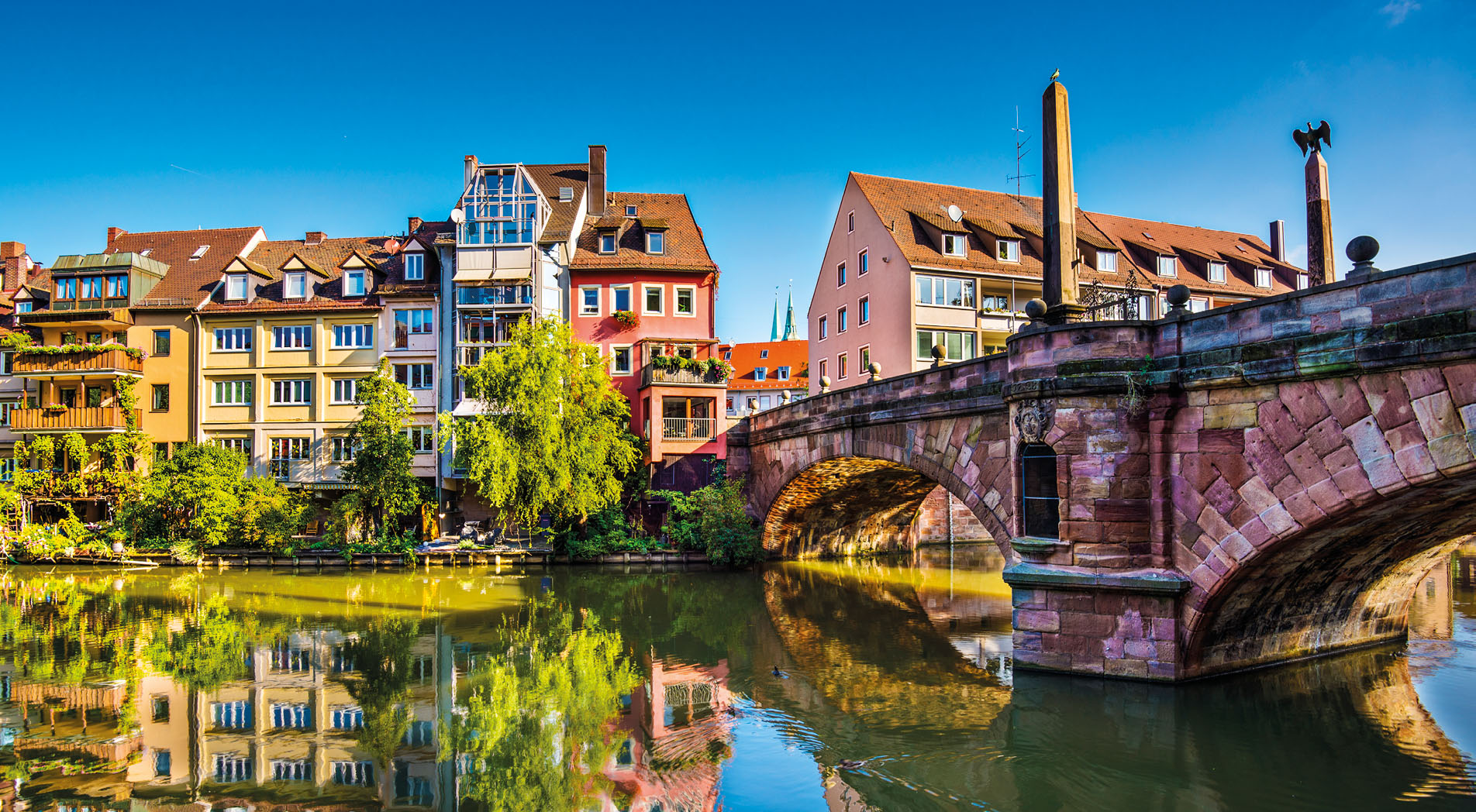 Nuremberg, Germany old town on the Pegnitz River.