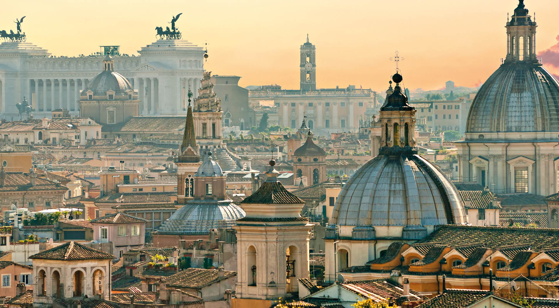 View of Rome from Castel Sant'Angelo, Italy.