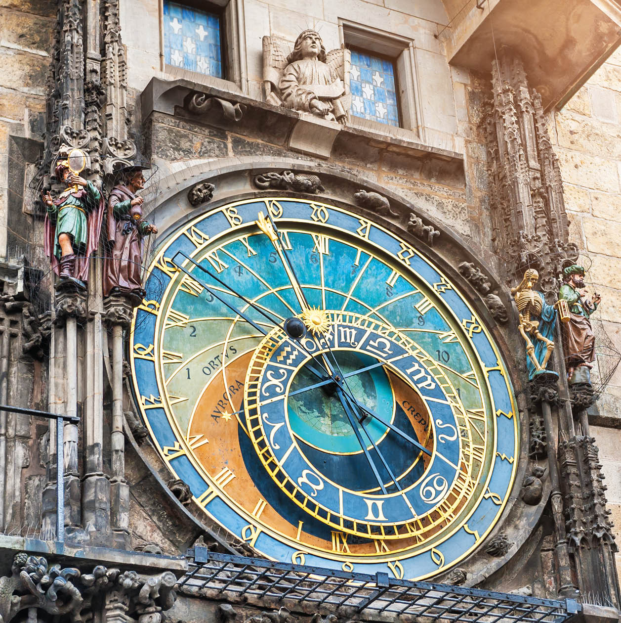 Historical medieval astronomical clock in Old Town Square in Prague, Czech Republic