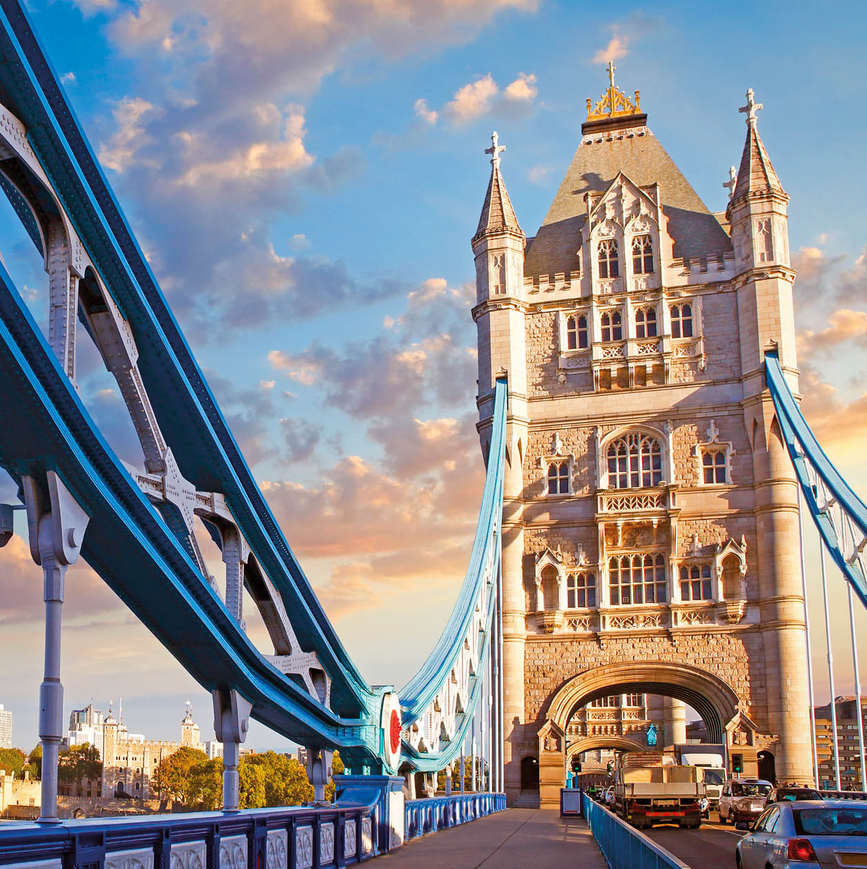 London with Tower Bridge, The Tower and modern buildings on the bank of river Thames
