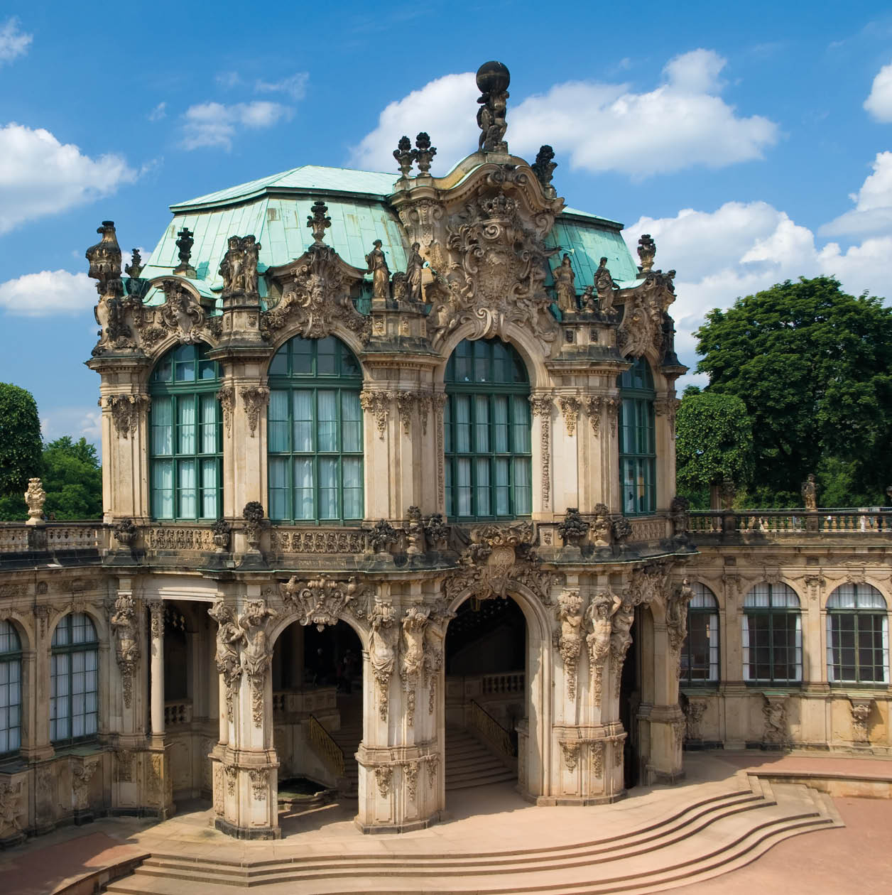 One of the statue above the Zwinger Museum in Dresden, Germany