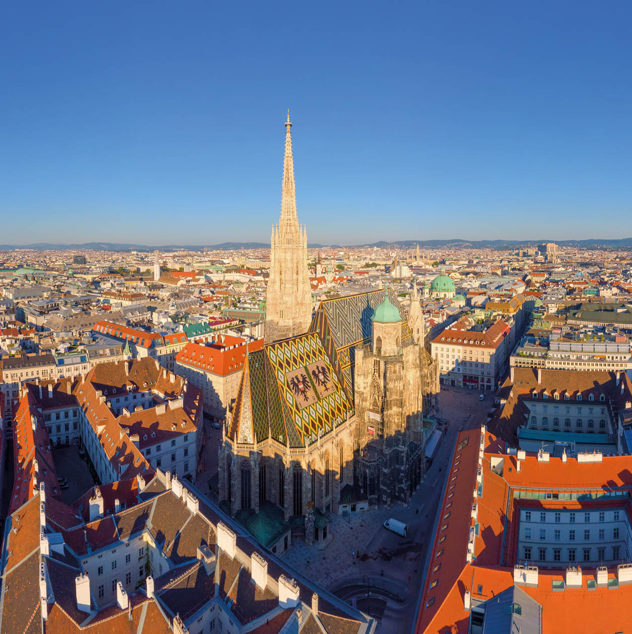 Aerial view Of Vienna with St. Stephen's Cathedral