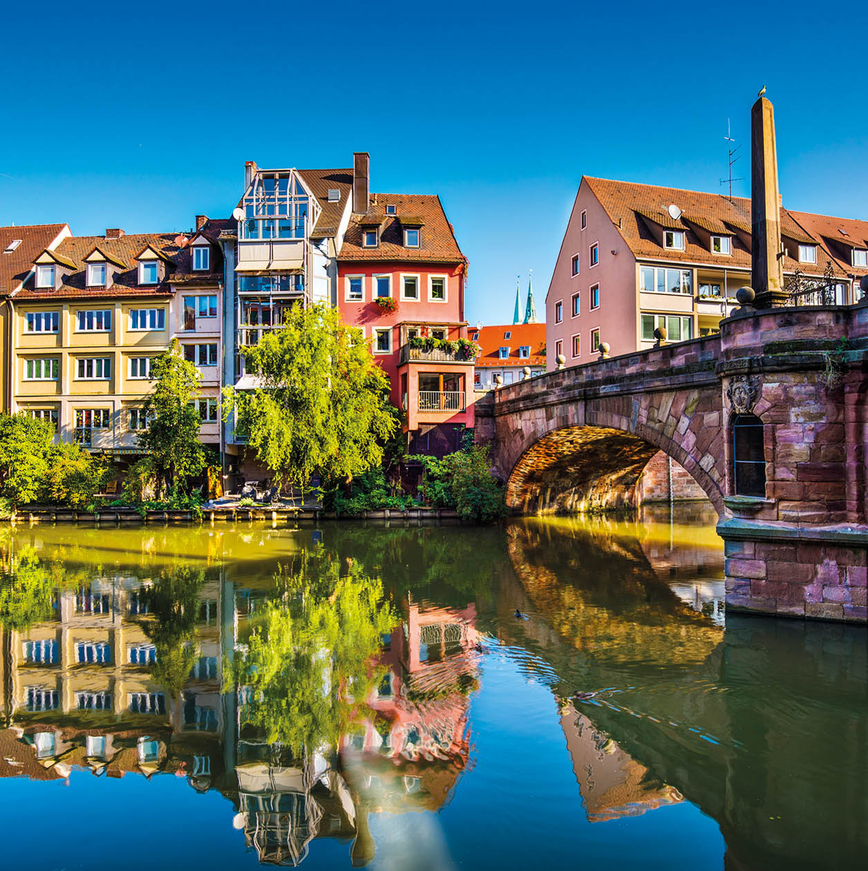 Nuremberg, Germany old town on the Pegnitz River.