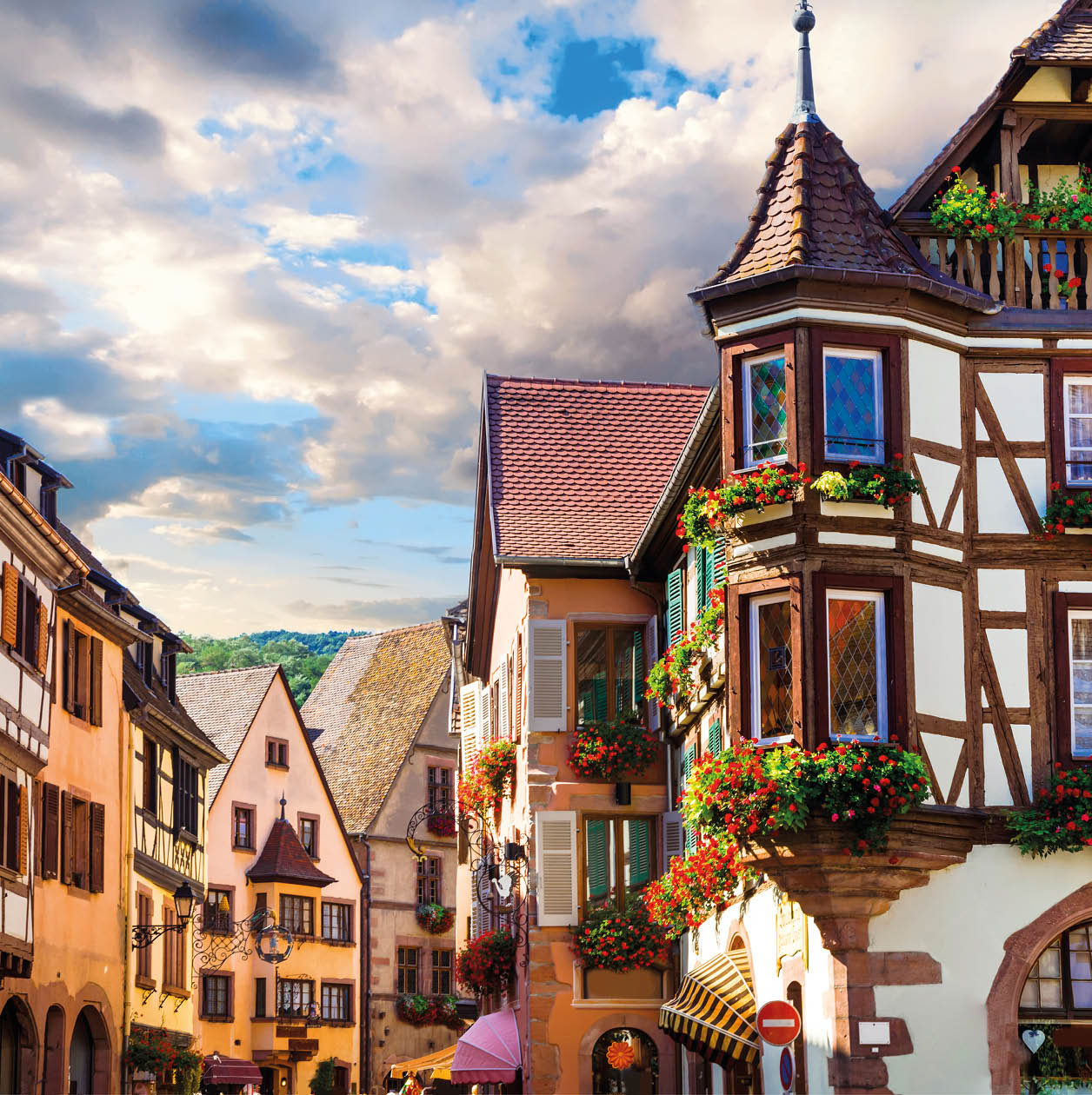 pictorial small colorful towns of Alsace region in France (border with Germany)