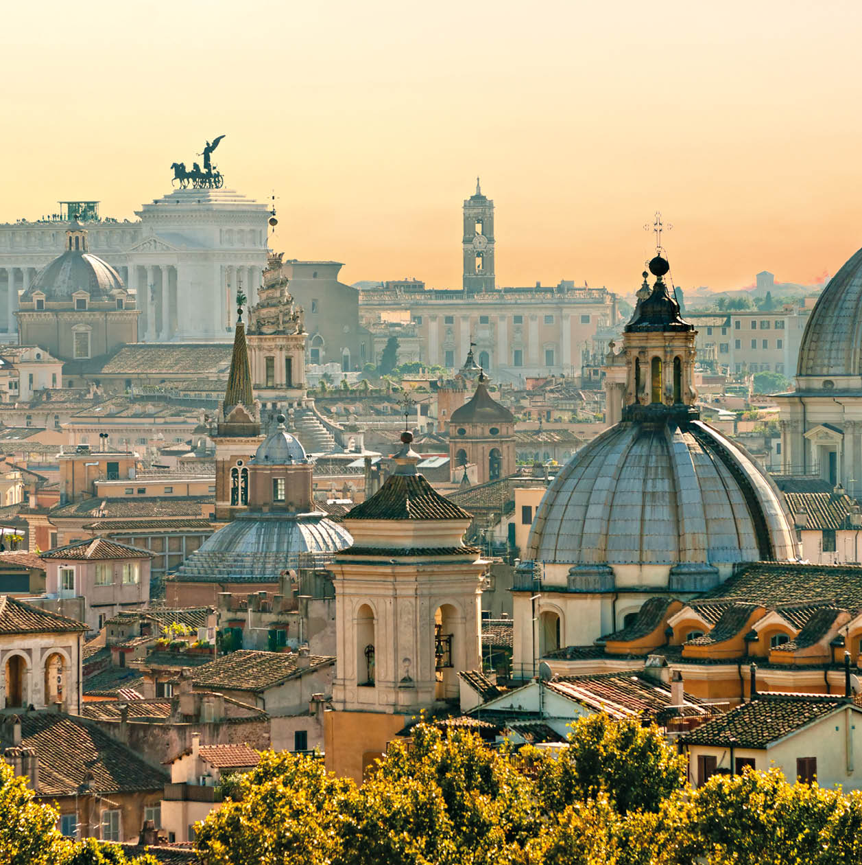 View of Rome from Castel Sant'Angelo, Italy.