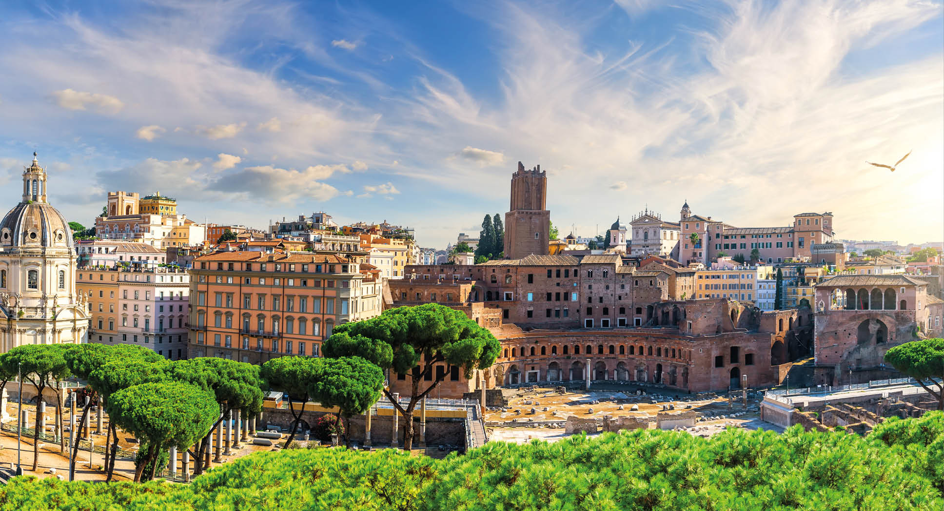 Trajan's forum in Rome, full panorama, Italy.