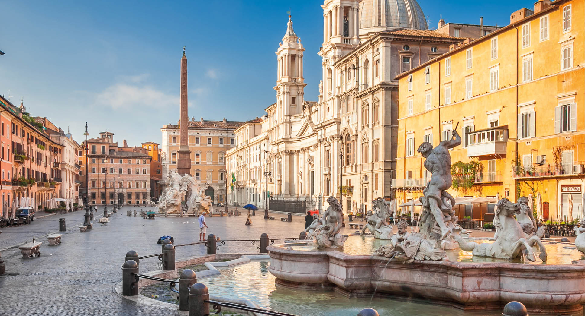 Navona square, Rome. On the foreground the Neptune fountain by Bernini