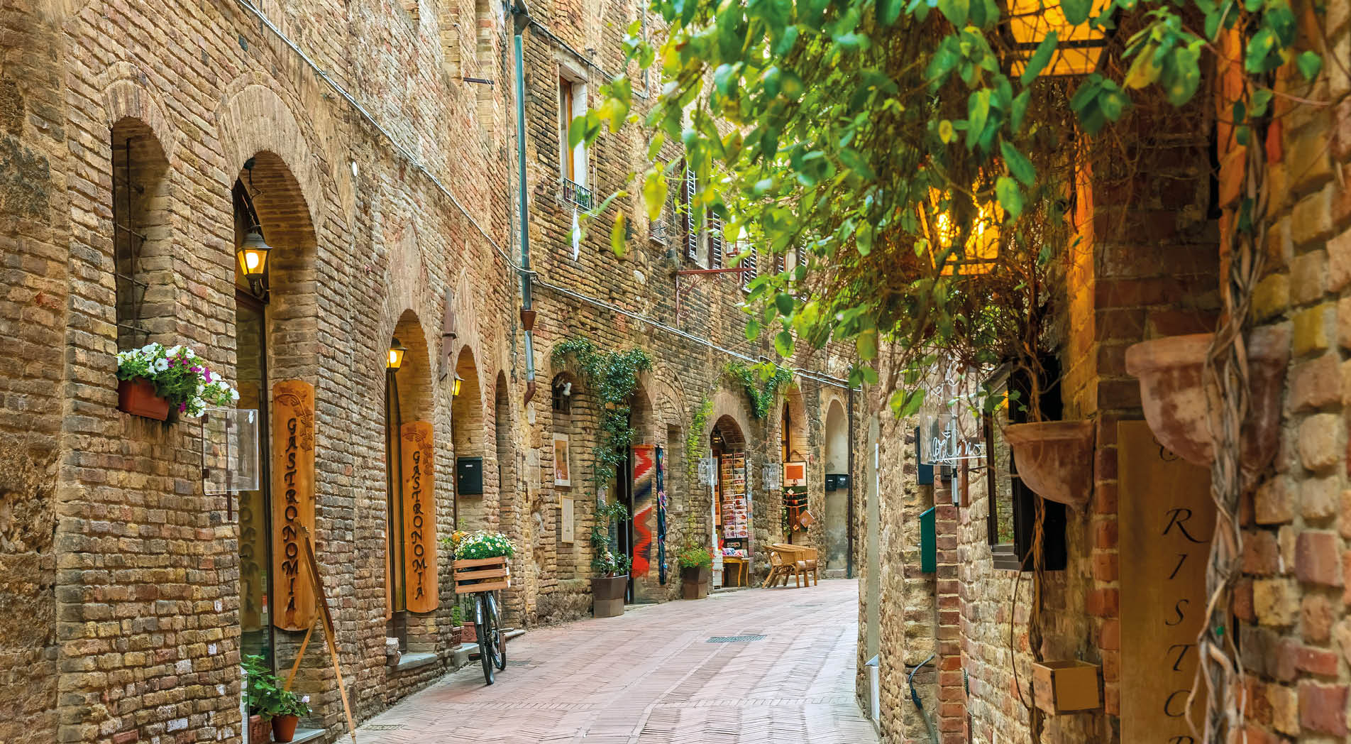Alley in old town San Gimignano Tuscany Italy
