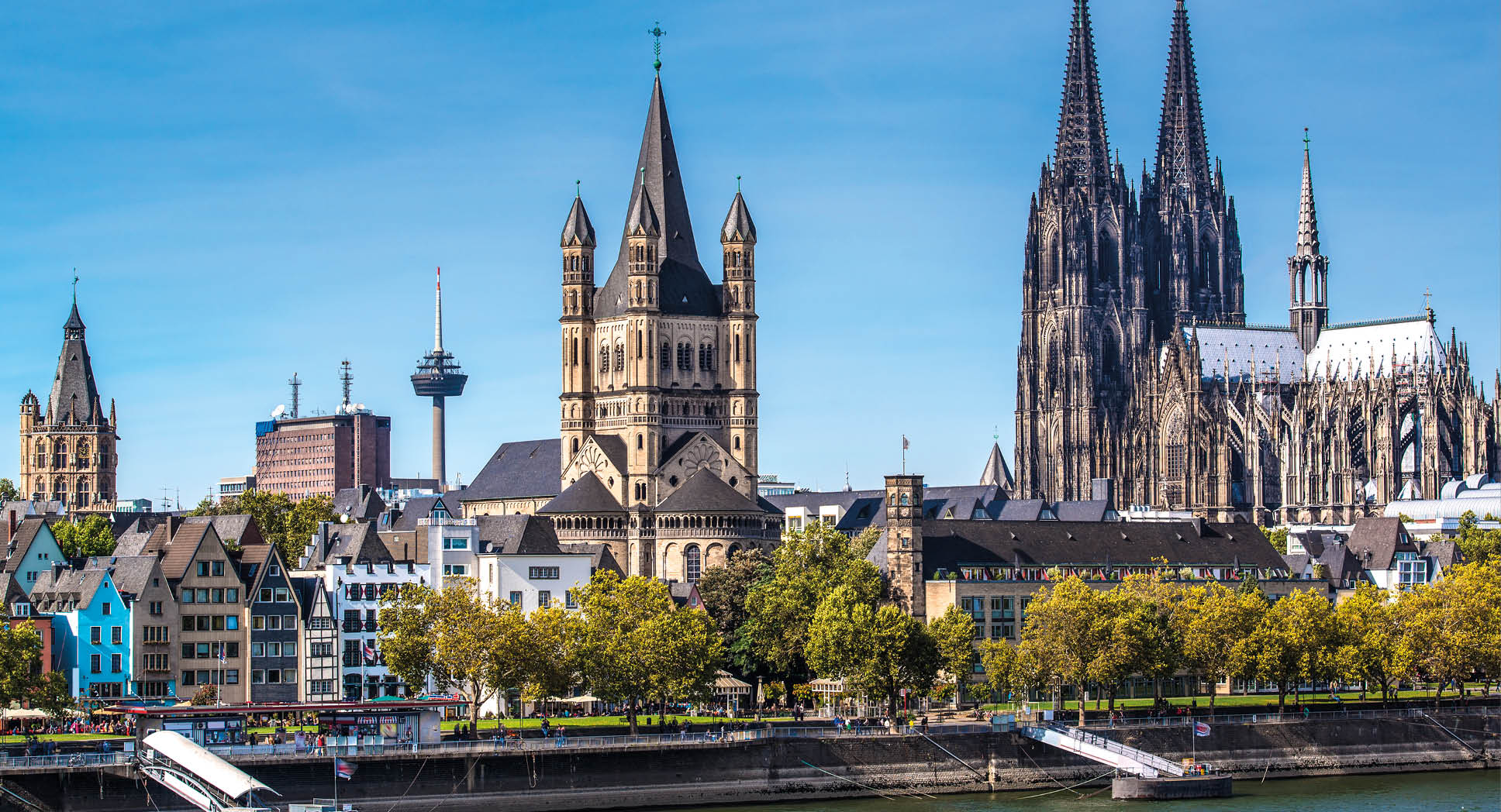 Cologne, Germany aerial view over the Rhine River.