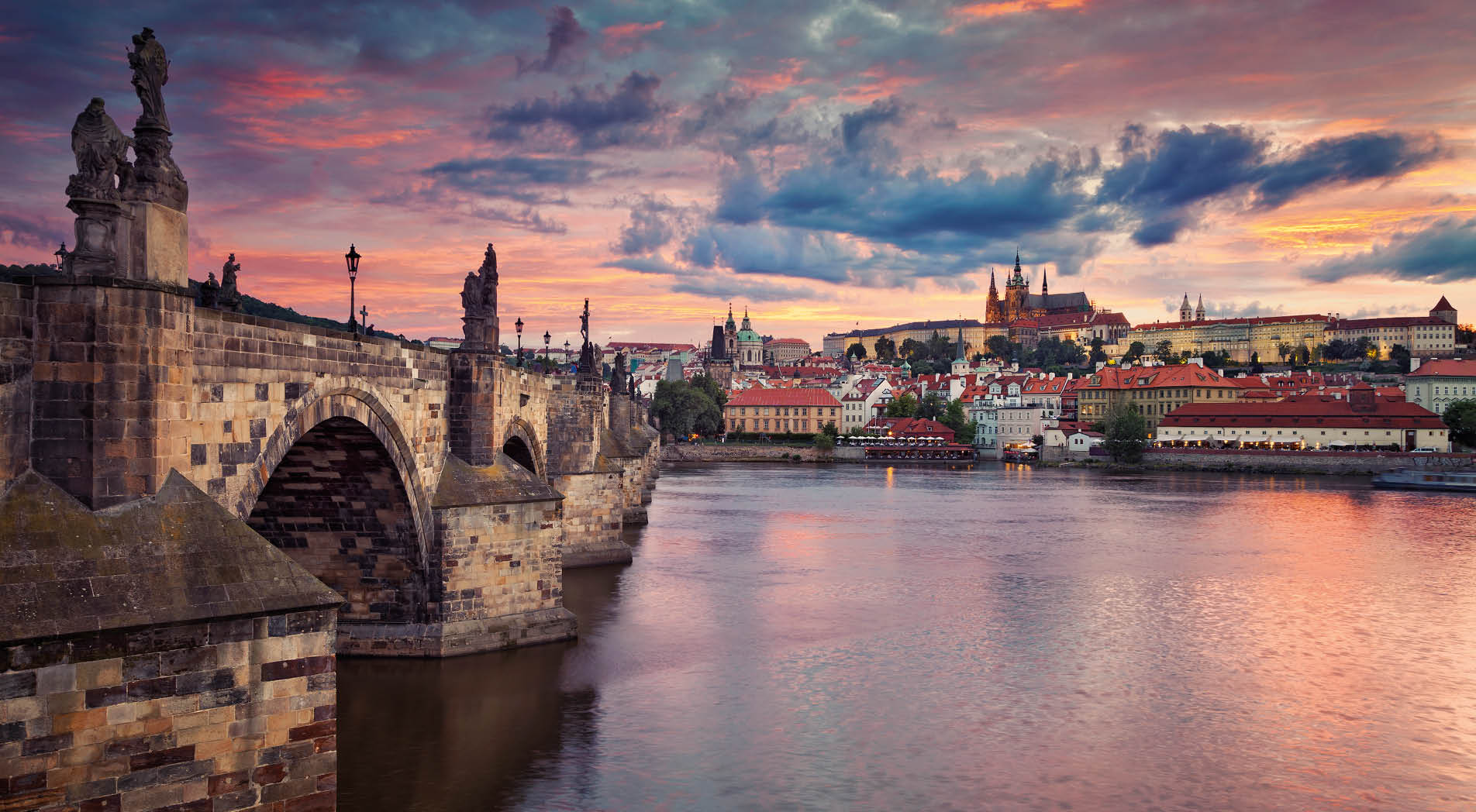 Image of Prague, capital city of Czech Republic, during beautiful sunset.