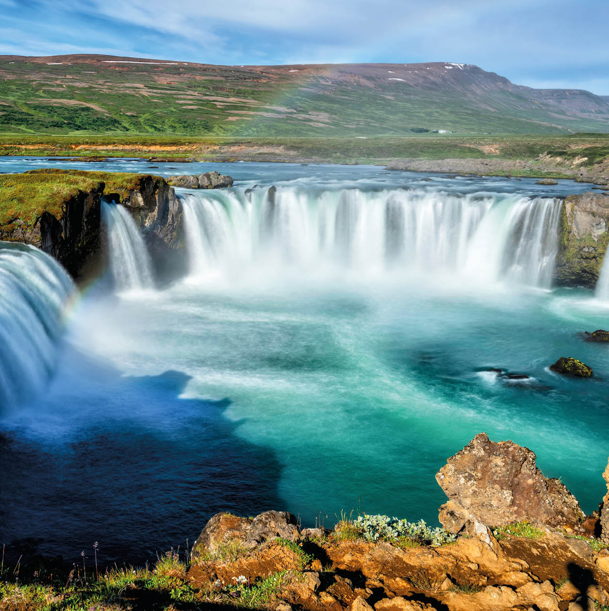 The Godafoss (Icelandic: waterfall of the gods) is a famous waterfall in Iceland. The breathtaking landscape of Godafoss waterfall attracts tourist to visit the Northeastern Region of Iceland.