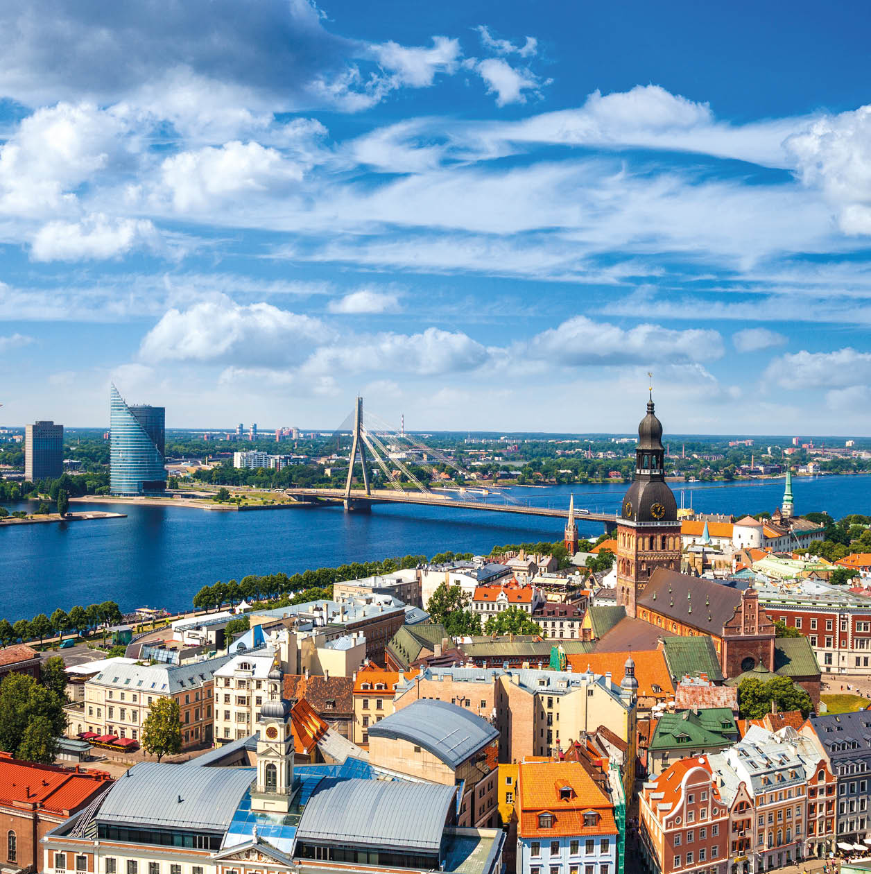 Riga Old Town, beautiful view over the city, Latvia.