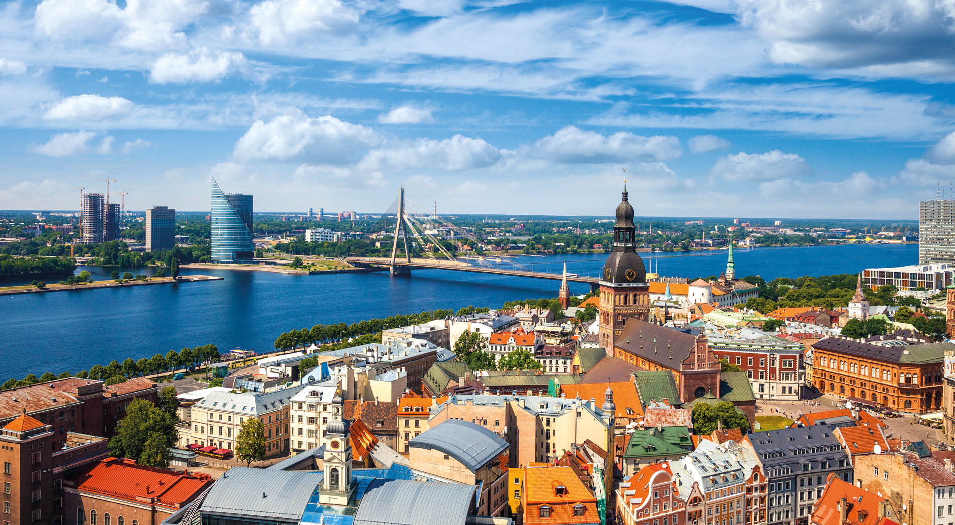 Riga Old Town, beautiful view over the city, Latvia.