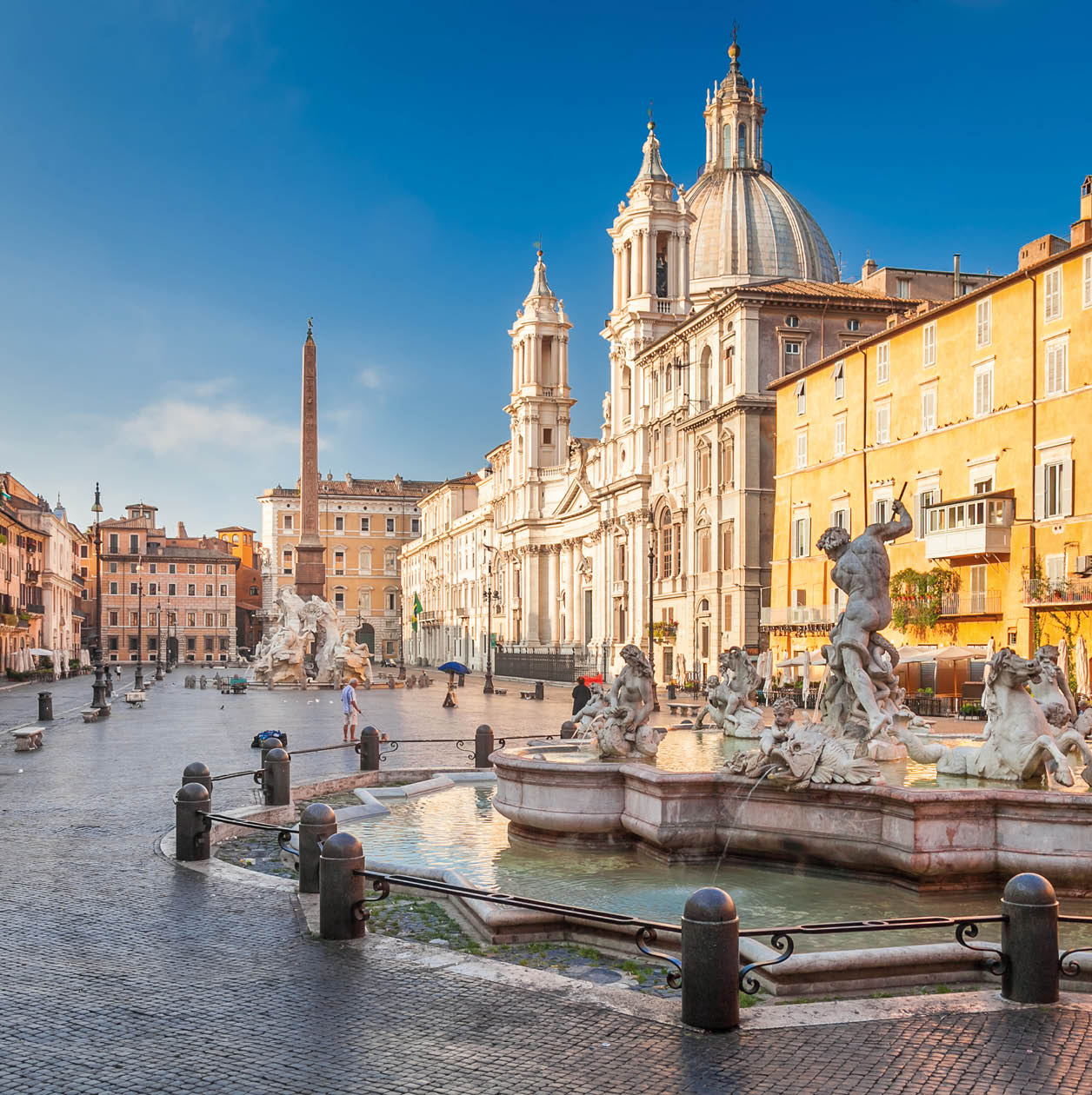 Navona square, Rome. On the foreground the Neptune fountain by Bernini