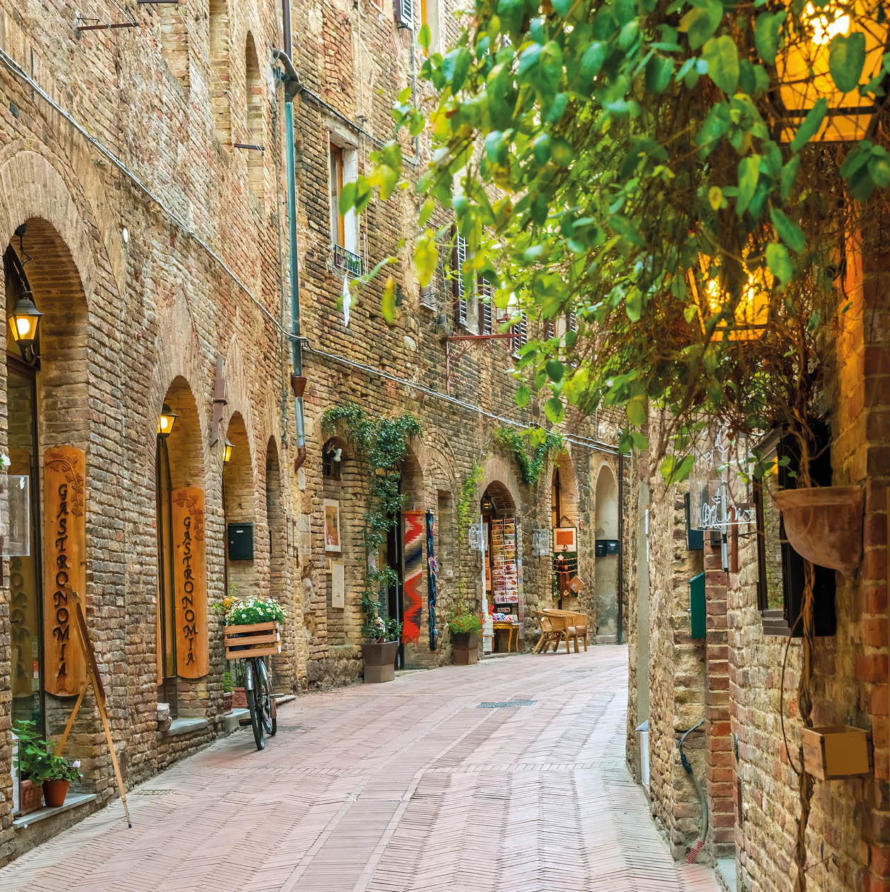 Alley in old town San Gimignano Tuscany Italy
