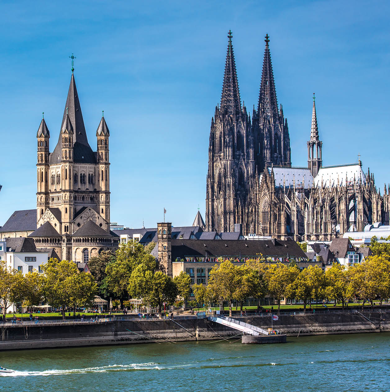 Cologne, Germany aerial view over the Rhine River.