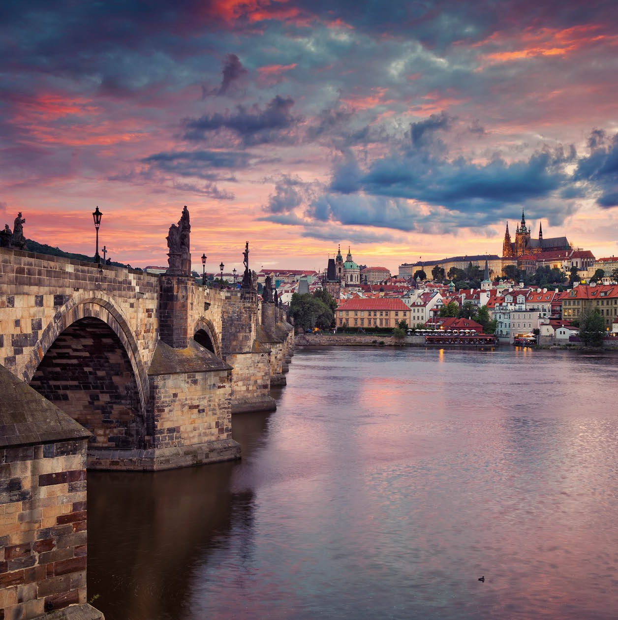 Image of Prague, capital city of Czech Republic, during beautiful sunset.