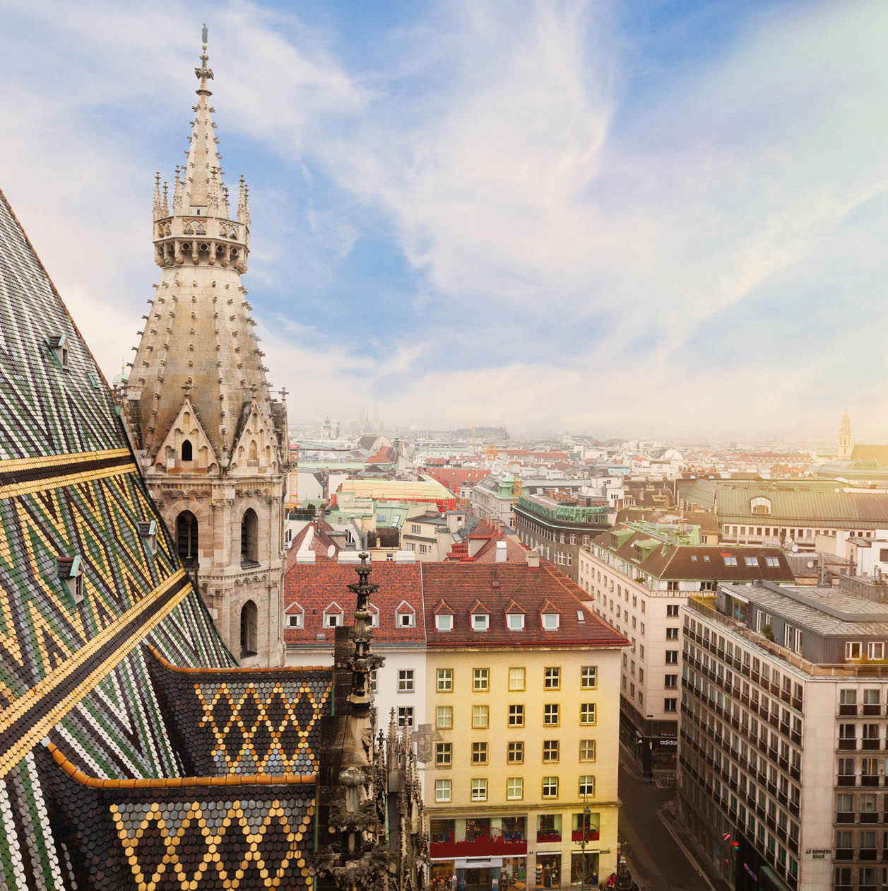 Vienna city view from St. Stephen Cathedral.