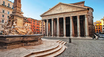 View of the Pantheon, Rome, Italy, in the early morning