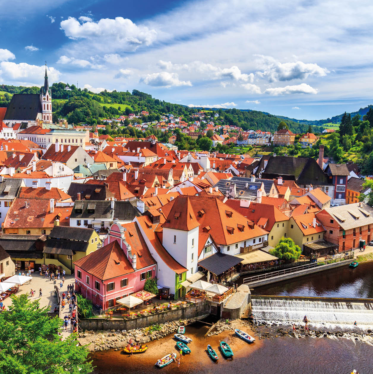 View of old Bohemian city Cesky Krumlov, Czech Republic