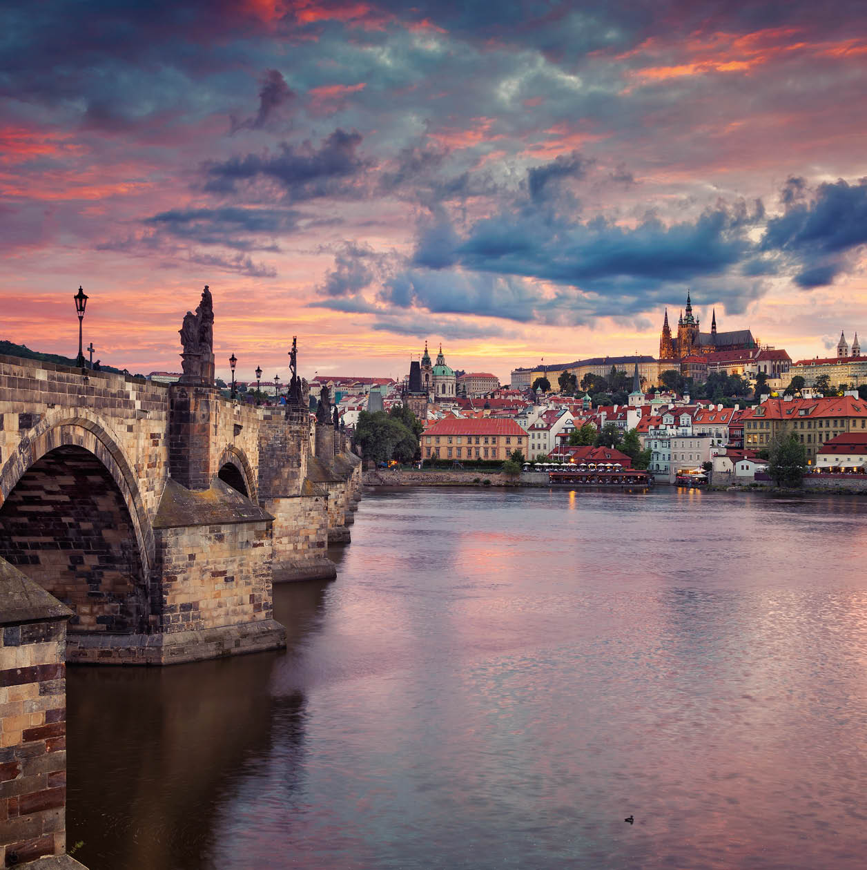 Image of Prague, capital city of Czech Republic, during beautiful sunset.