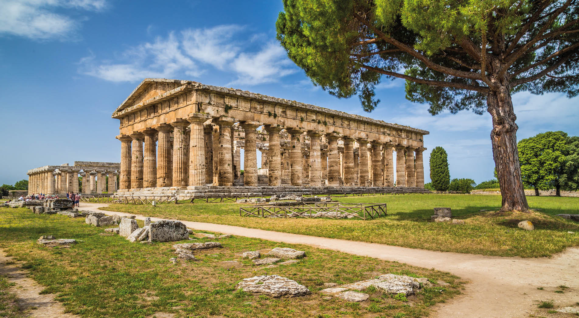 Temple of Hera at famous Paestum Archaeological UNESCO World Heritage Site, which contains some of the most well-preserved ancient Greek temples in the world, Province of Salerno, Campania, Italy.