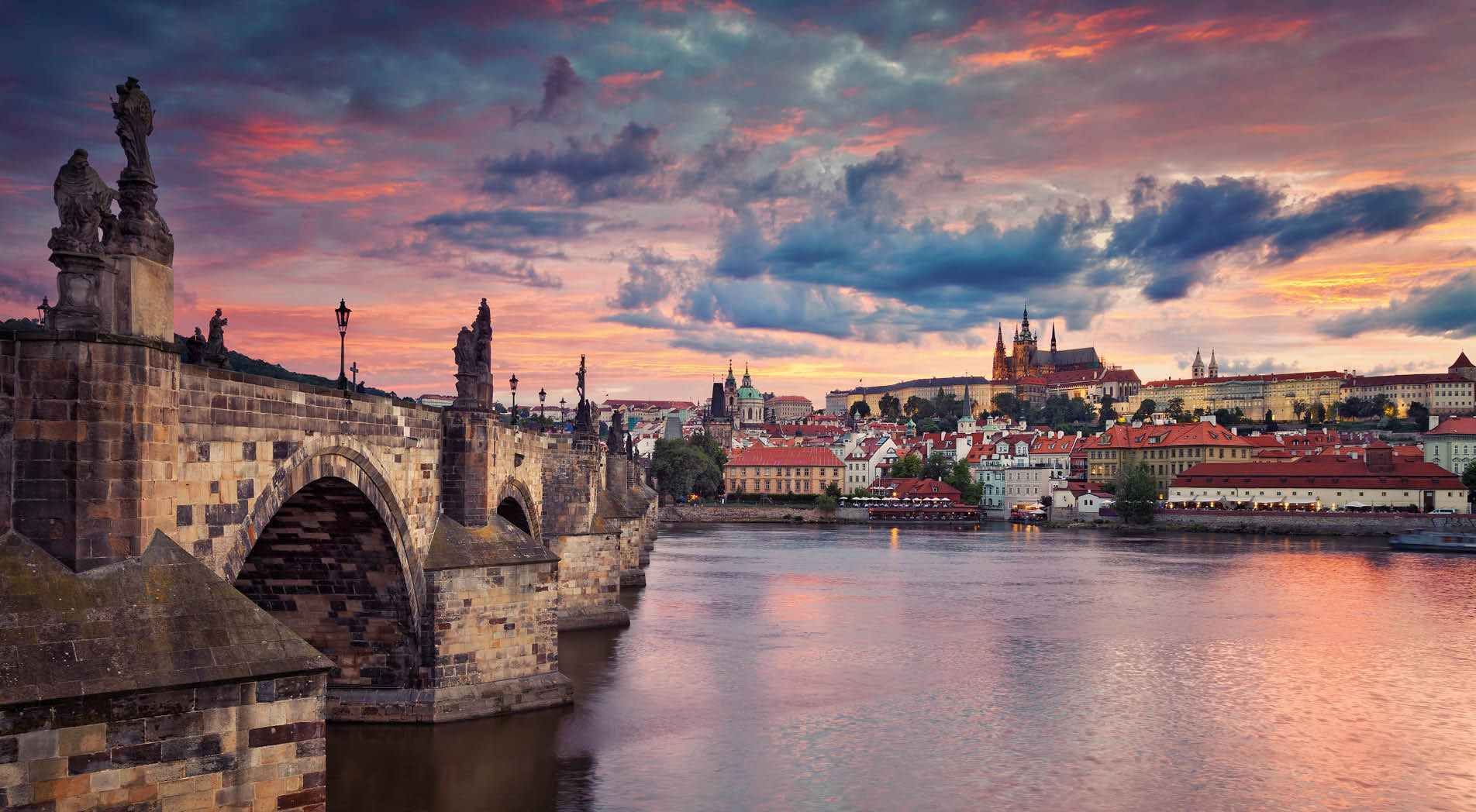Image of Prague, capital city of Czech Republic, during beautiful sunset.