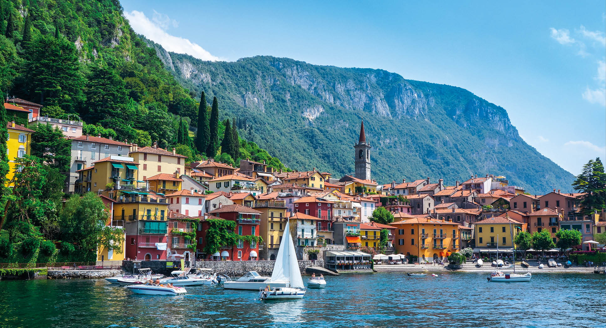 View of Varenna village on lake Como. Lombardy, Italy.