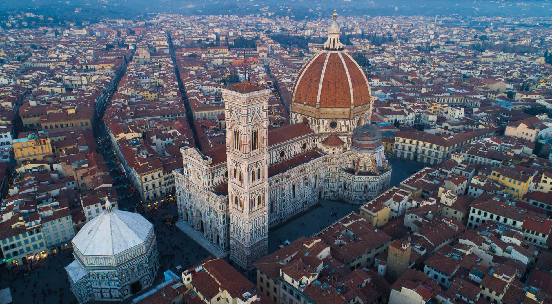 Florence (Italy) - Skyline at Sunset - Aerial Cityscape