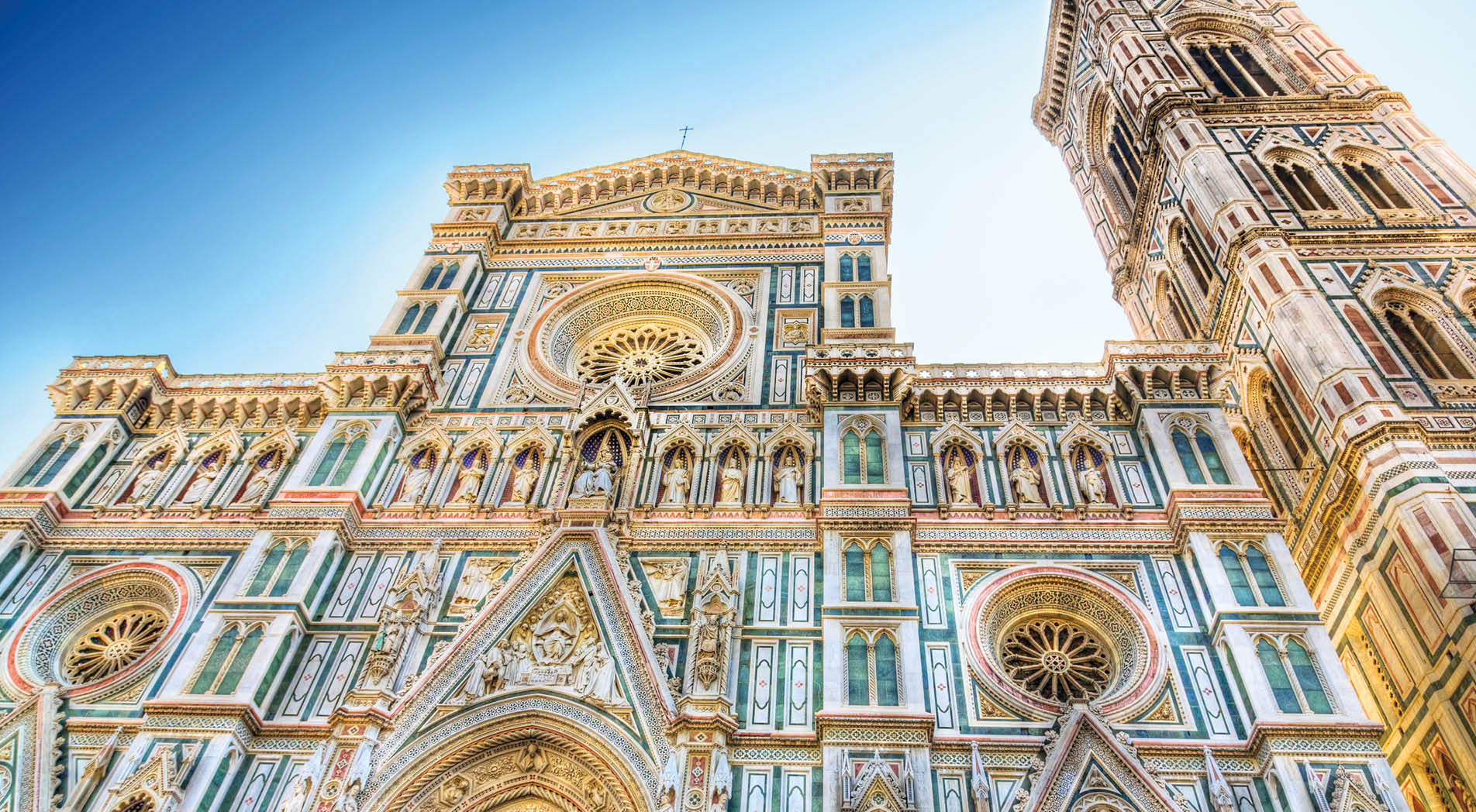 Duomo cathedral in Florence Italy front view. Draw stylized photo (HDR).