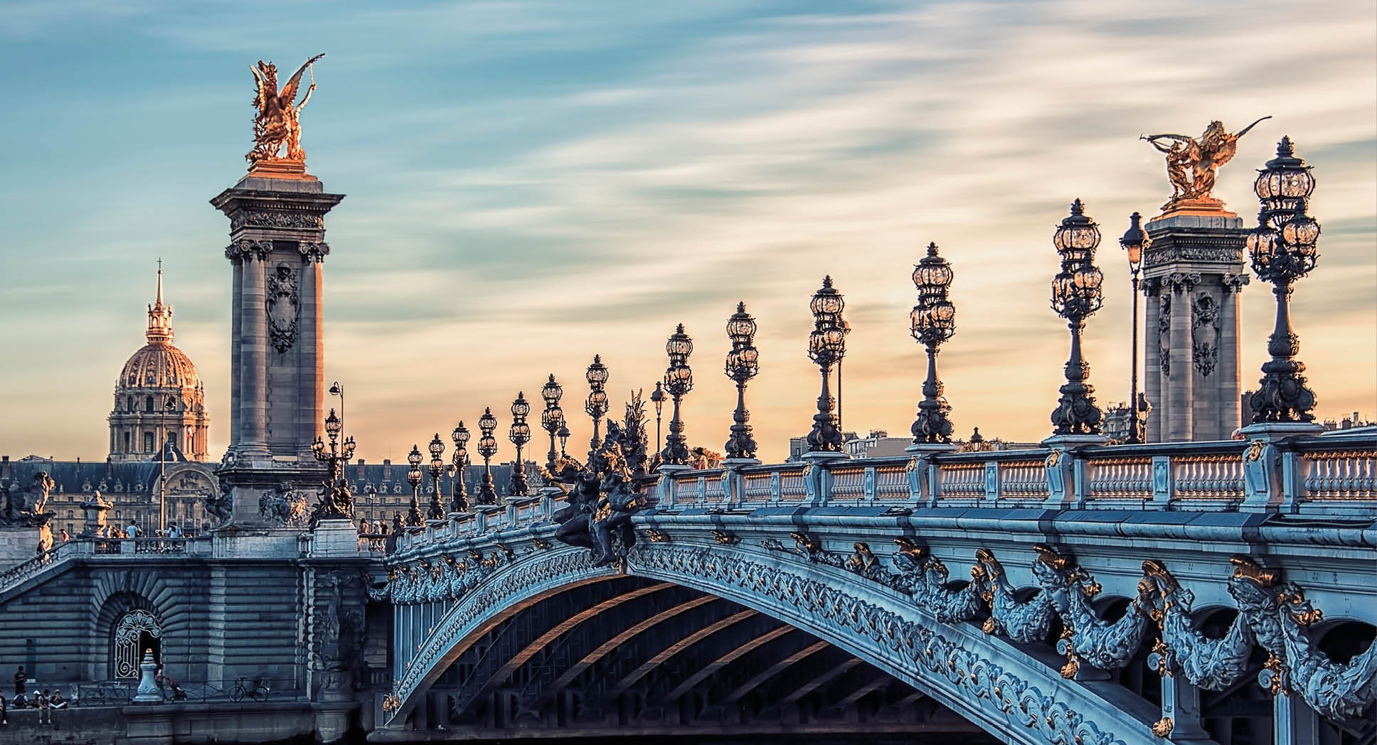 Bridge Alexandre III and Hotel des Invalides in Paris