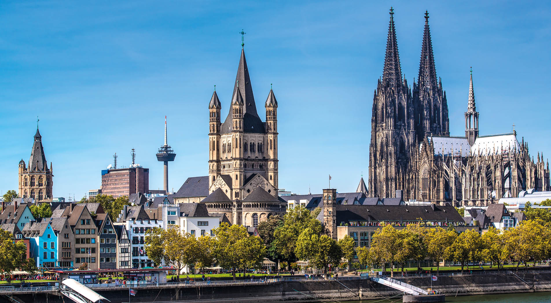 Cologne, Germany aerial view over the Rhine River.
