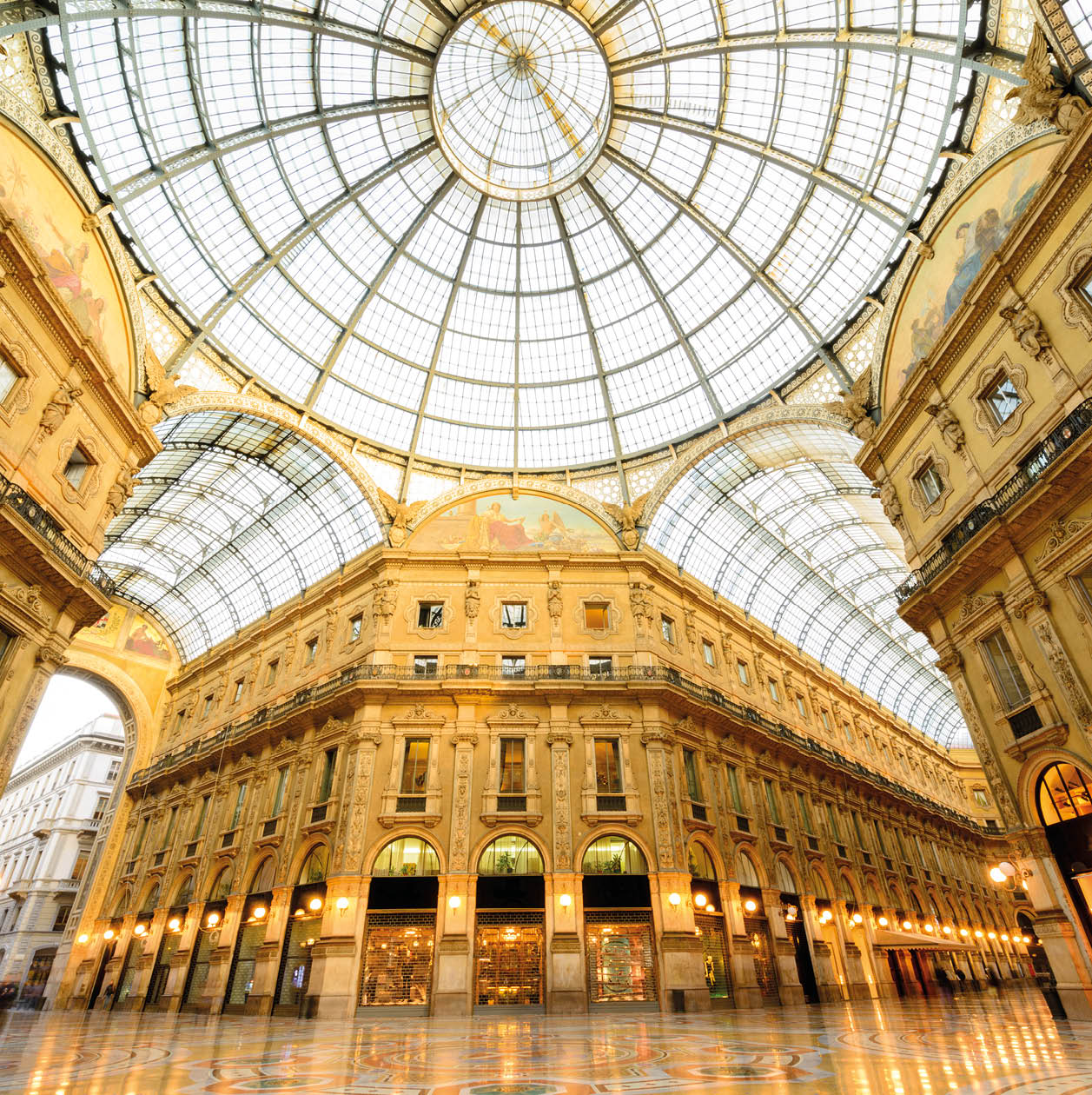 Galleria Vittorio Emanuele II, a luxury shopping arcade in Milan, Italy.
