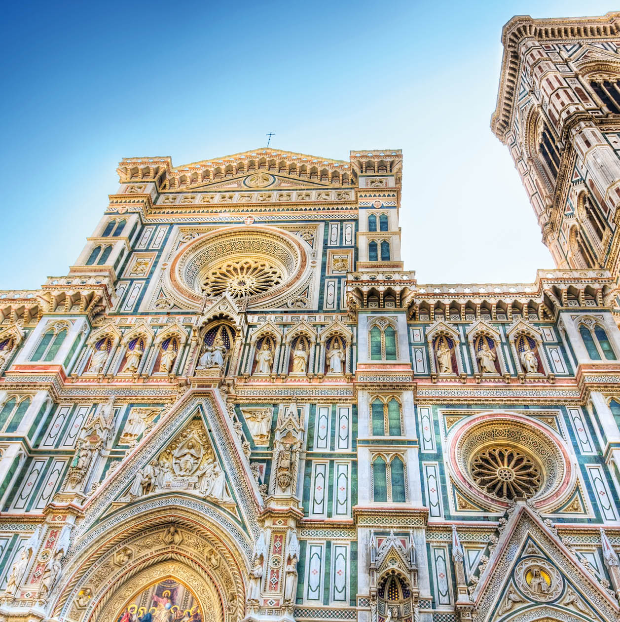 Duomo cathedral in Florence Italy front view. Draw stylized photo (HDR).