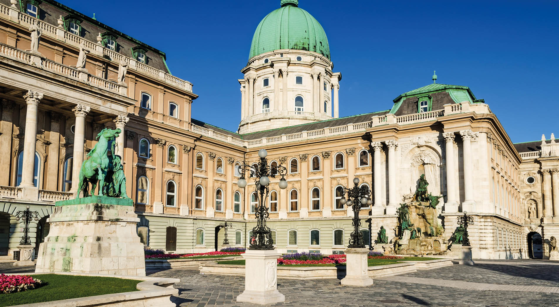 Buda Castle was built on the southern tip of Castle Hill in 1265AD, famous for medieval baroque. Budapest, Hungary.