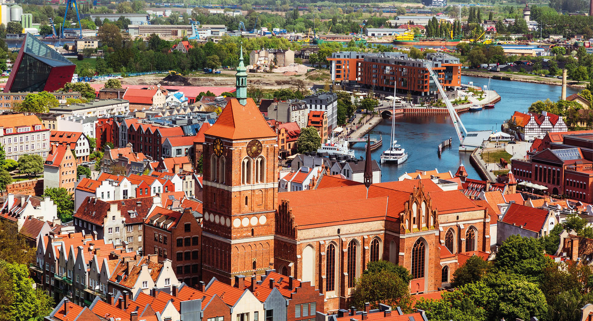 Panoramic view of the Gdansk old town, Poland