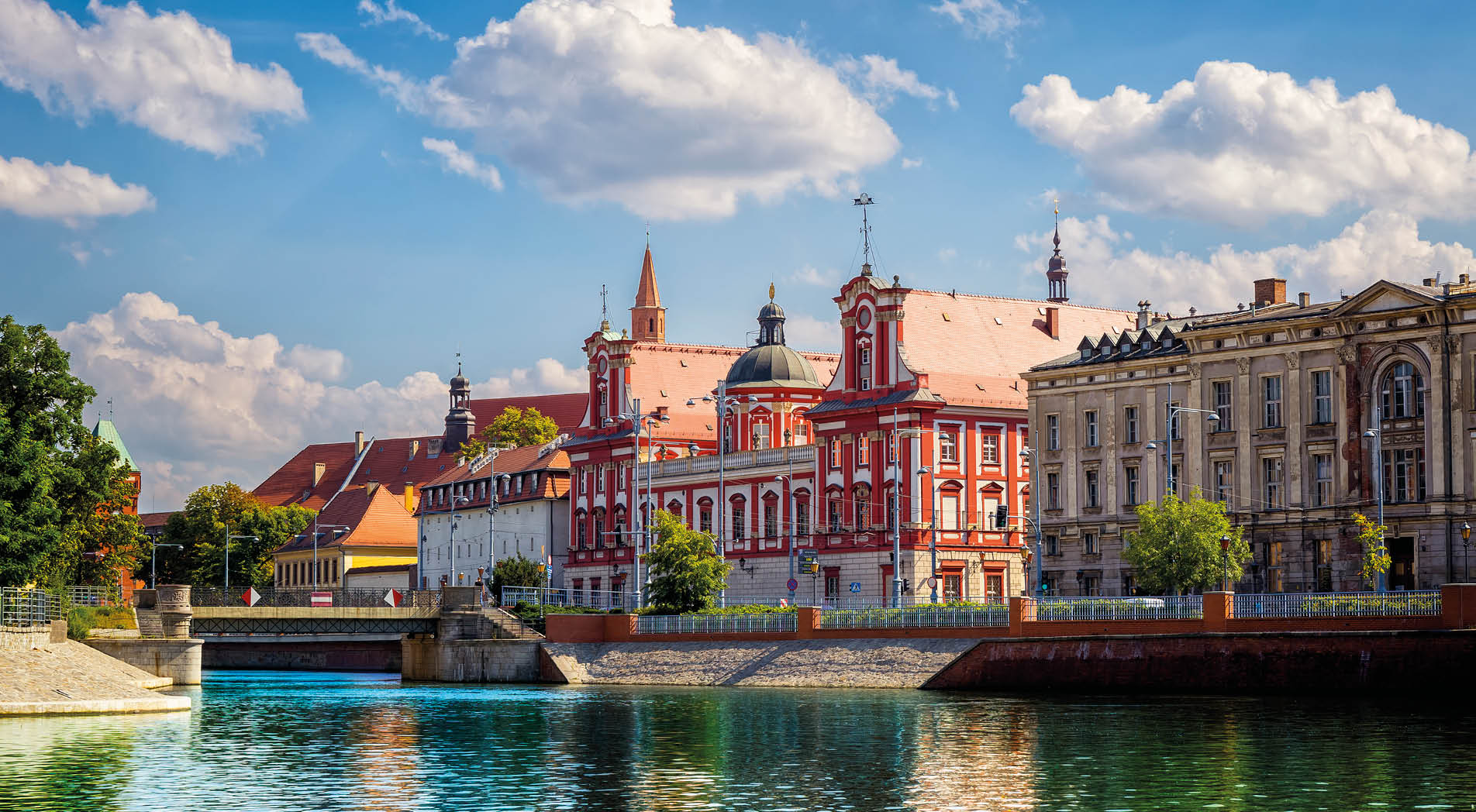 Historic tenement houses in the old town of Wroclaw, Poland